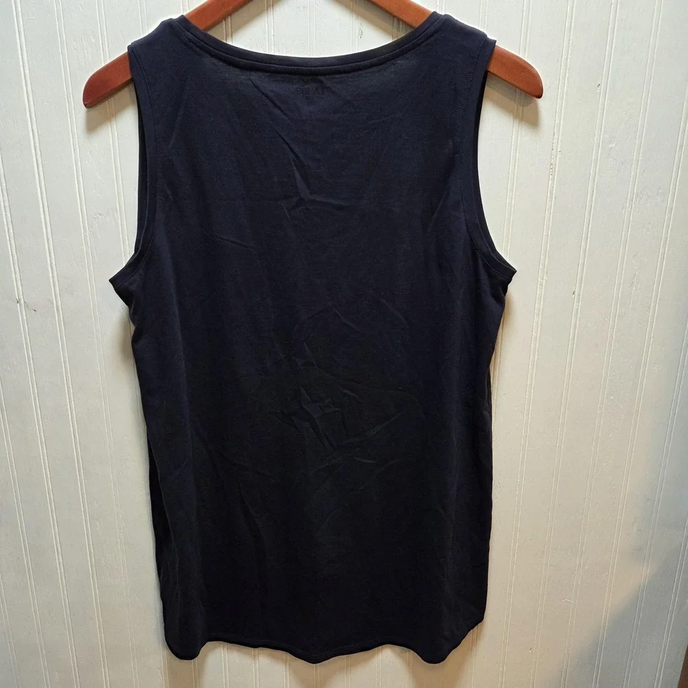 Lands' End Tank Top Youth Medium 10-12 Black Scoop Neck Cotton Jersey‎ Basic